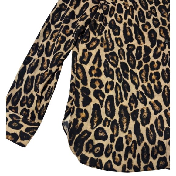 Theory Straight Shirt in Recycled Leopard Print Georgette XS Petite - Picture 13 of 16